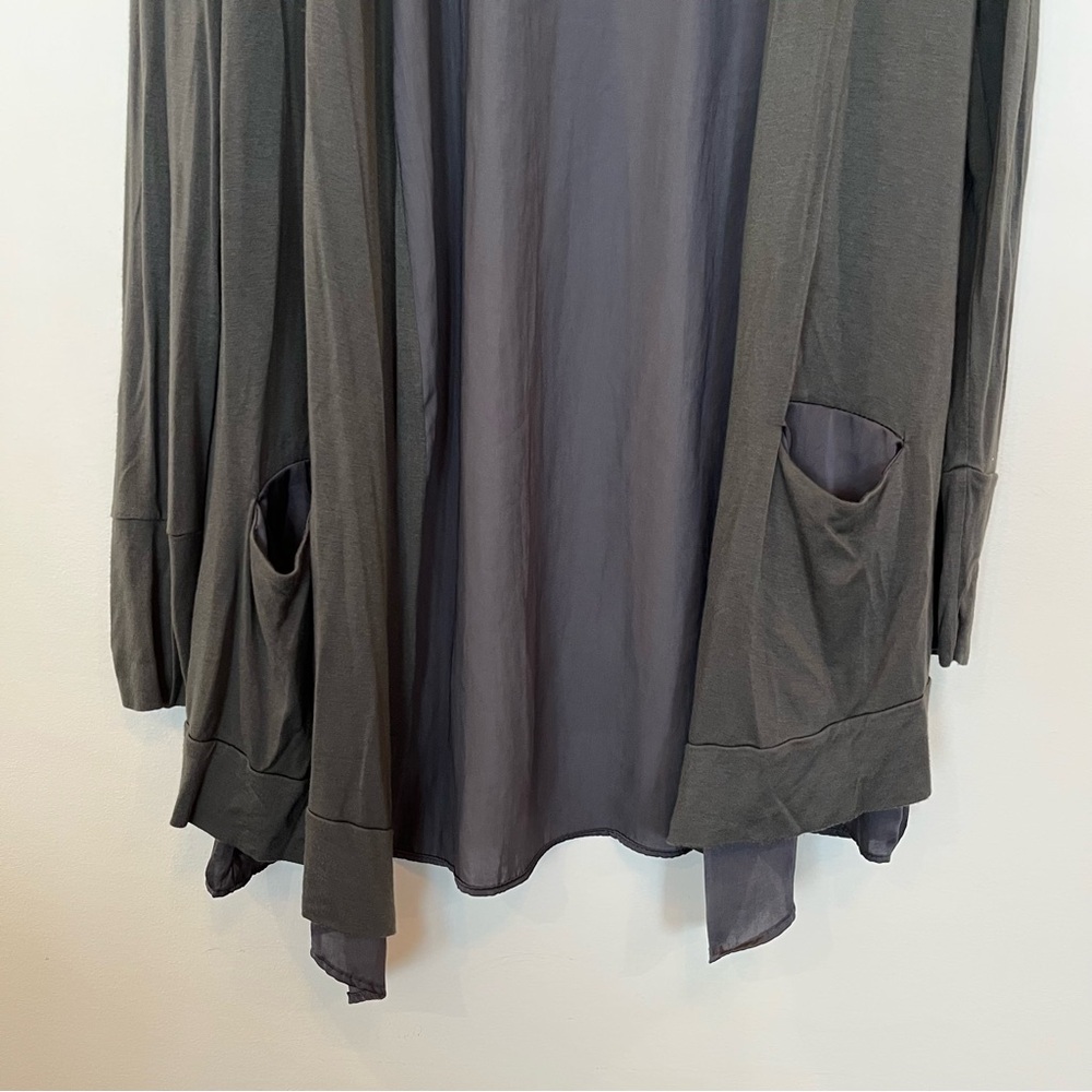 ANTHROPOLOGIE Saturday Sunday Green Moss Waterfall Cardigan Womens Large Pocket - Picture 3 of 8